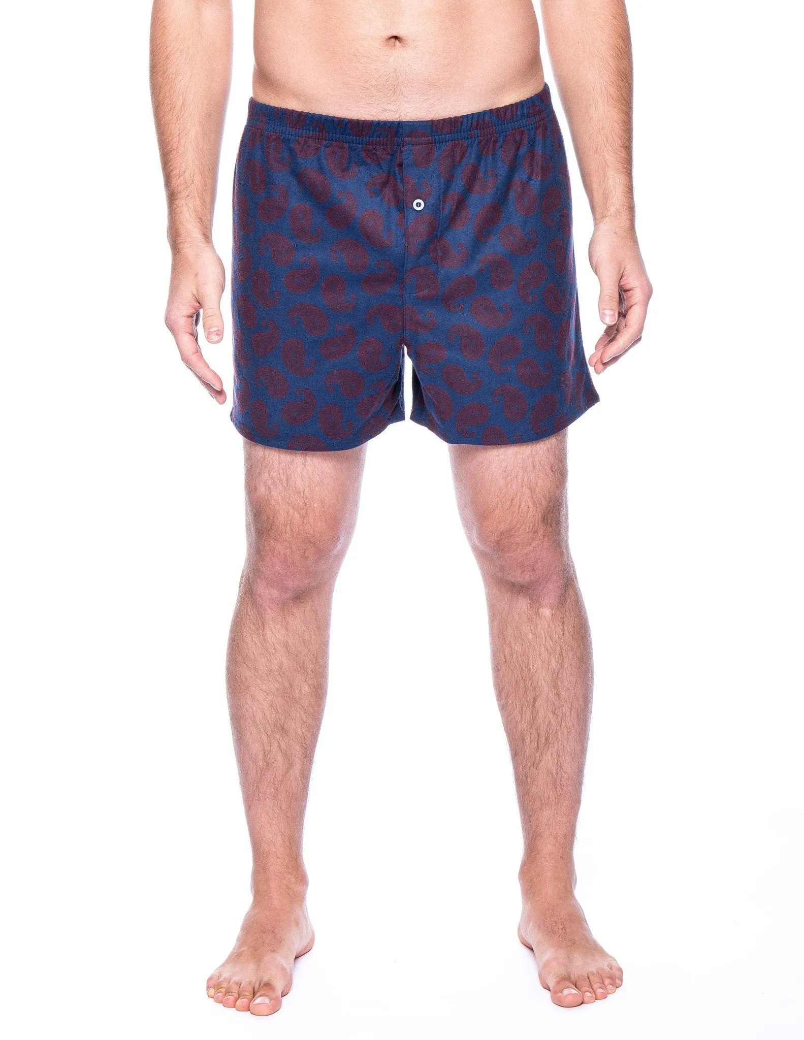 Men's 100% Cotton Flannel Boxers - 2 Pack - Paisley Fig/Navy