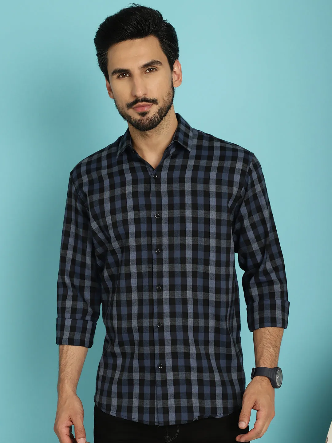 Men's Checked Casual Shirt - Taantav