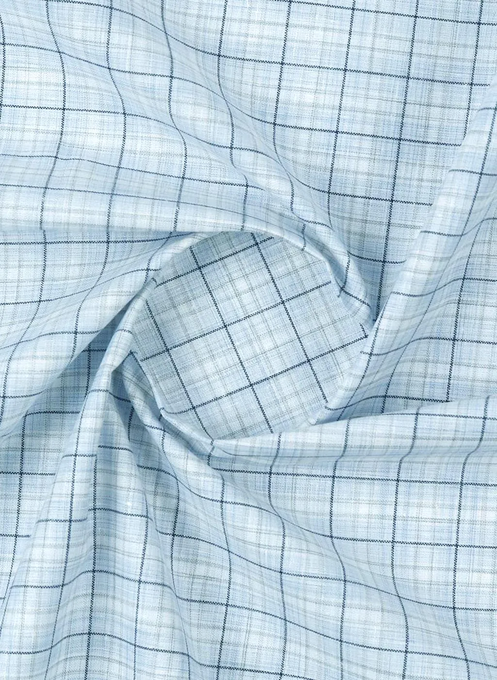 Mens Cotton Rich Checked Shirt Fabric Blue High Style