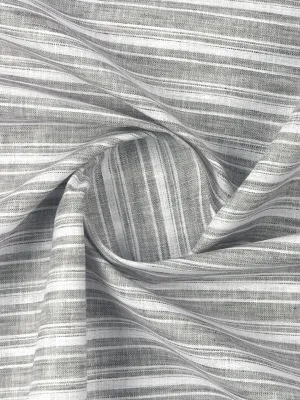 Mens Cotton Rich Striped Shirt Fabric Light Grey High Style
