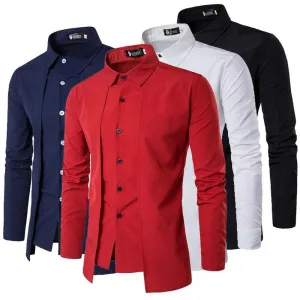 Men’s Cotton Tuxedo Shirt with Regular Sleeve and Turn-down Collar