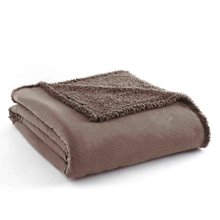 Micro Flannel Reverse to Sherpa Blanket - King/Hazelnut