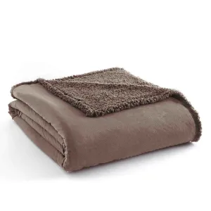 Micro Flannel Reverse to Sherpa Blanket - King/Hazelnut