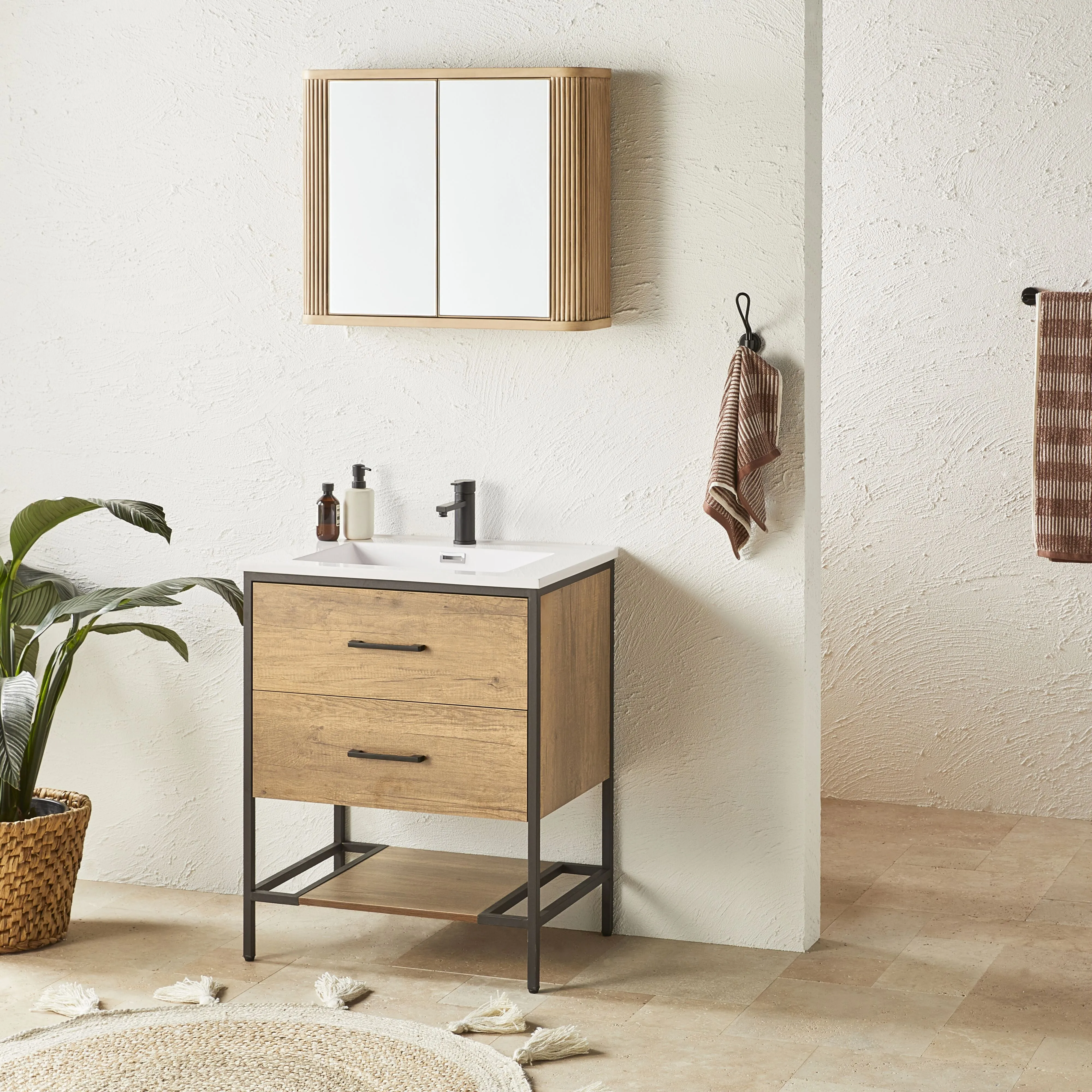 Milford Single Vanity Light Oak 700mm