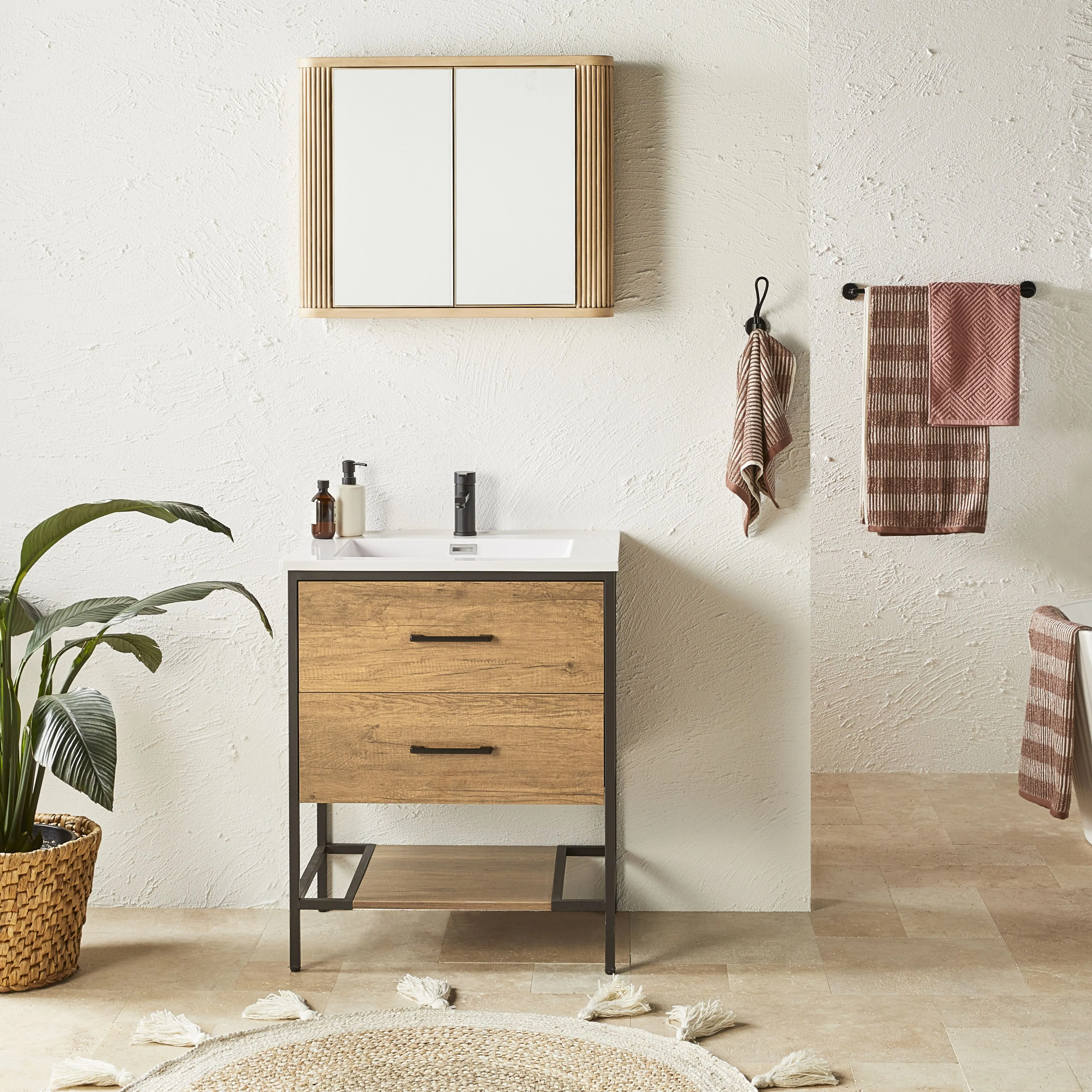 Milford Single Vanity Light Oak 700mm