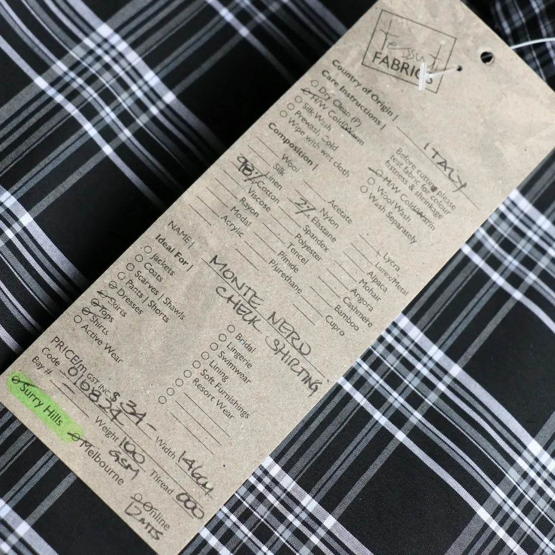 Monte Nero Check Shirting