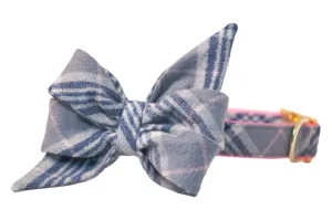 Morning Mist Flannel Belle Bow Dog Collar