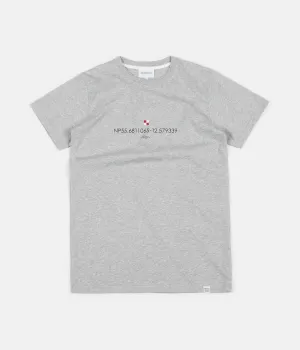 Norse Projects Niels Coordinates Logo T-Shirt - Light Grey Melange