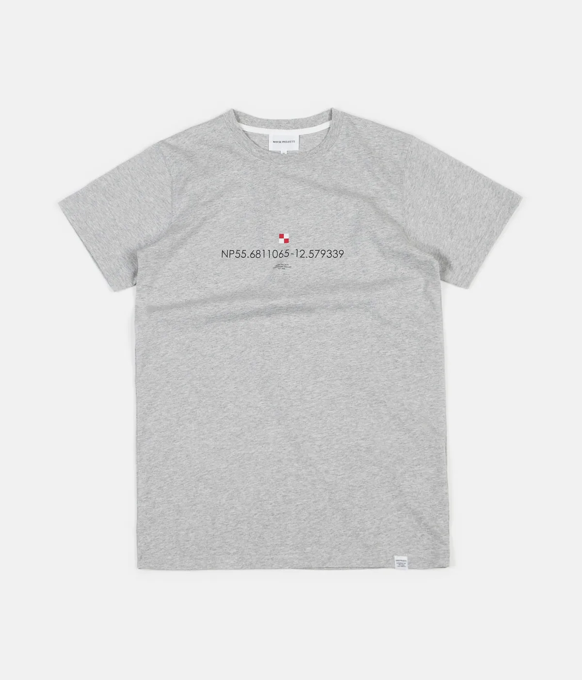 Norse Projects Niels Coordinates Logo T-Shirt - Light Grey Melange