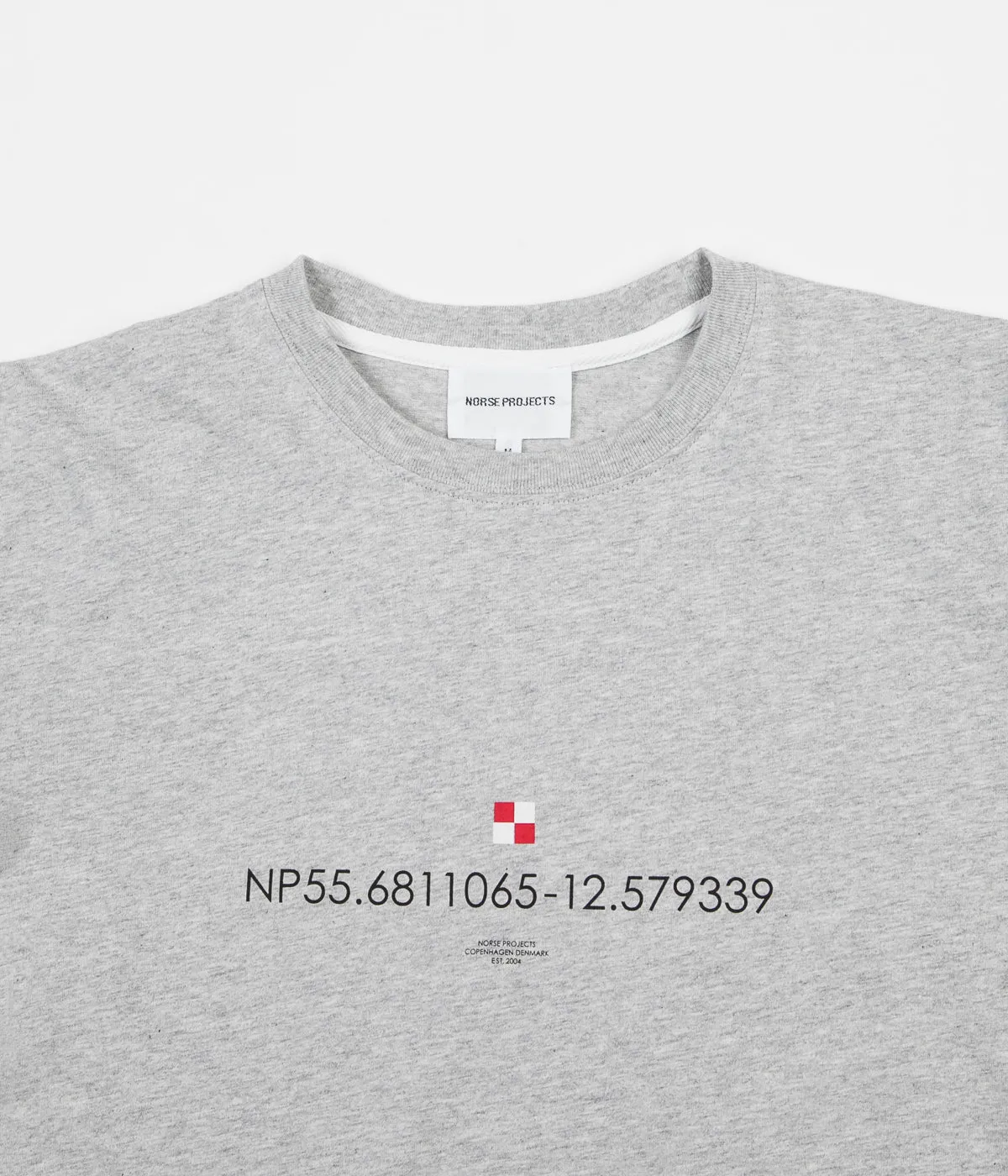 Norse Projects Niels Coordinates Logo T-Shirt - Light Grey Melange