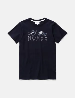 Norse Projects Niels Mountains T-Shirt - Dark Navy Blue