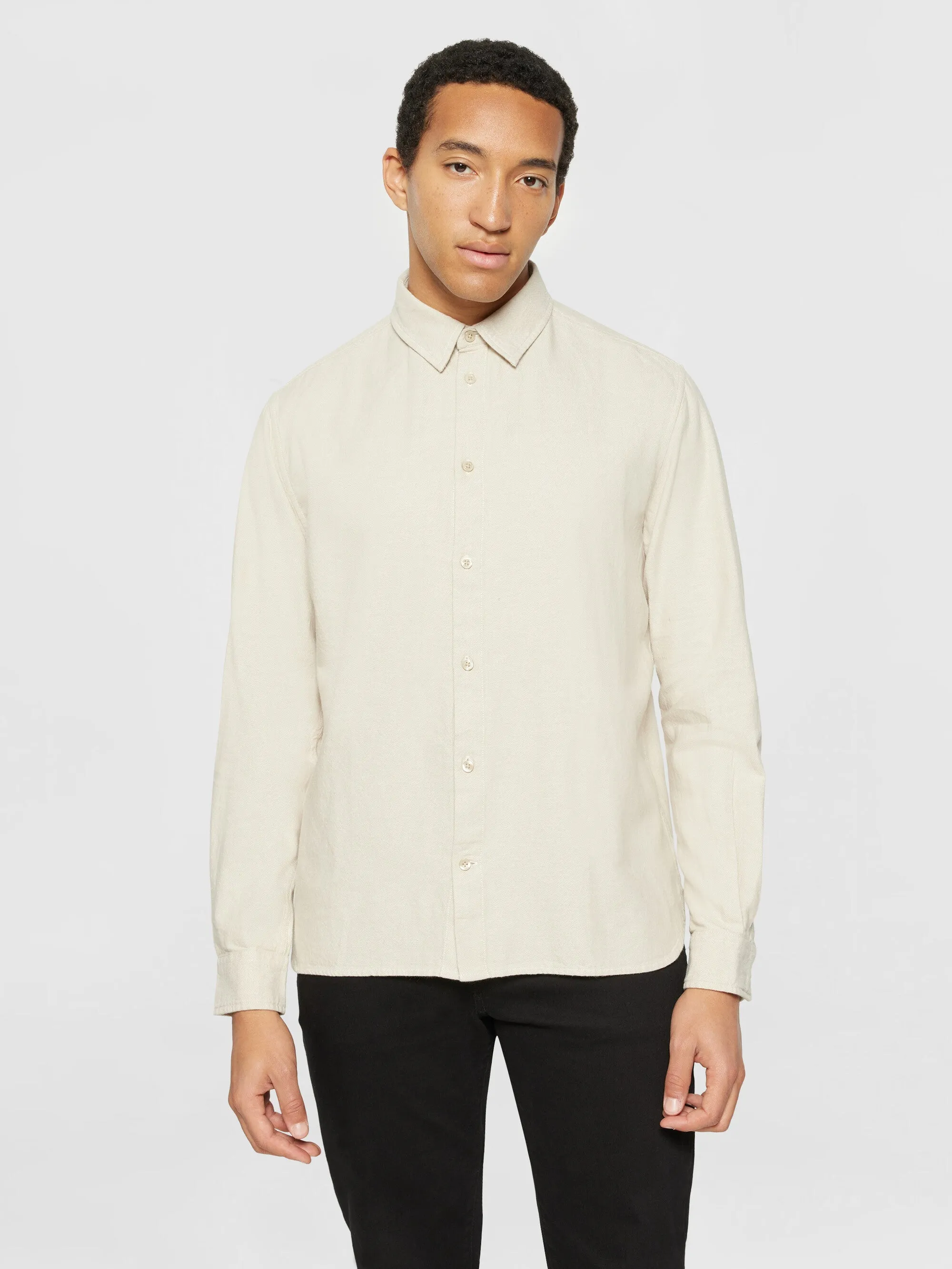 Organic Cotton Flannel Shirt GOTS - Light feather gray