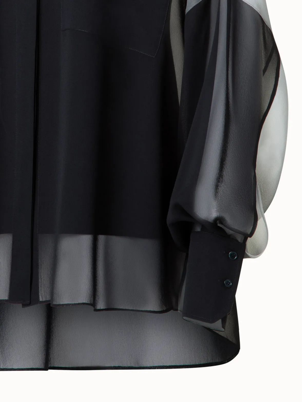 Oversize Blouse in Semi-Sheer Silk Georgette with Shadow Print