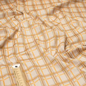 Printed Knits Design-84 Yellow Checks on Silver