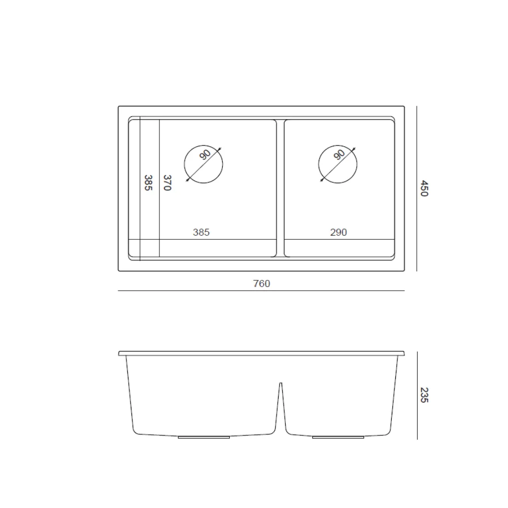 Quadron Logan 120 White, topmount or undermount sink