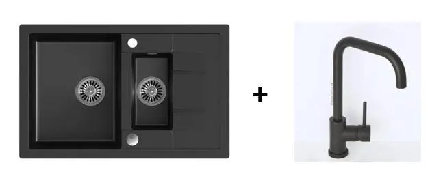 Quadron Morgan 156 Pure Black kitchen sink, Mix and Match
