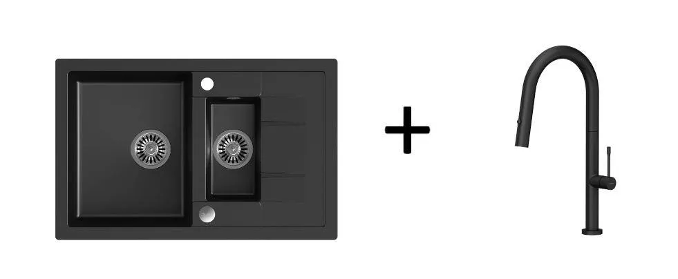 Quadron Morgan 156 Pure Black kitchen sink, Mix and Match