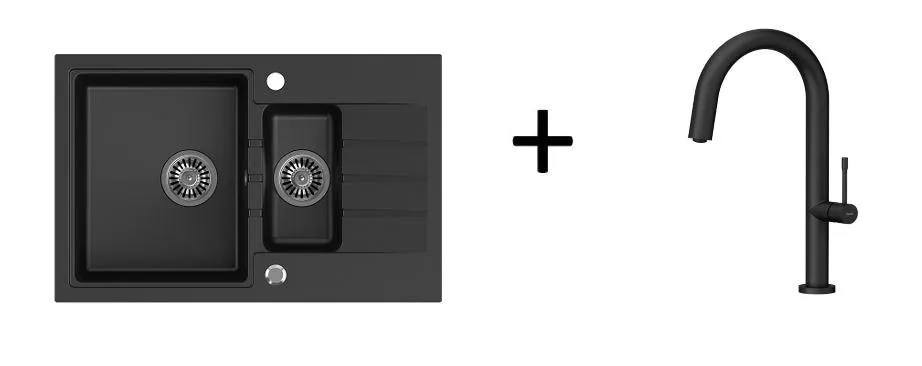 Quadron Morgan 156 Pure Black kitchen sink, Mix and Match