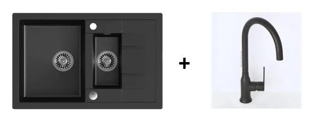 Quadron Morgan 156 Pure Black kitchen sink, Mix and Match