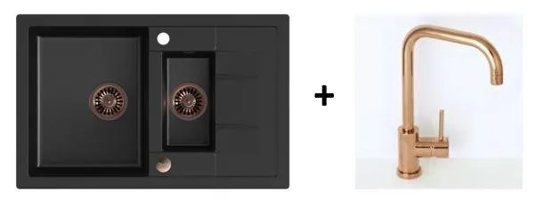 Quadron Morgan 156 Pure Black kitchen sink, Mix and Match