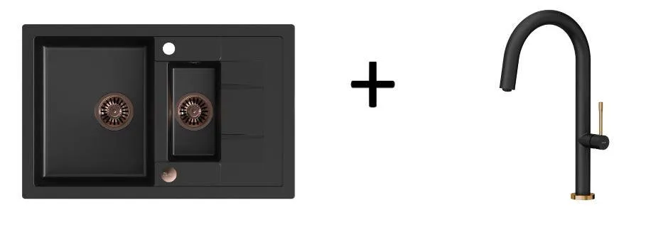 Quadron Morgan 156 Pure Black kitchen sink, Mix and Match