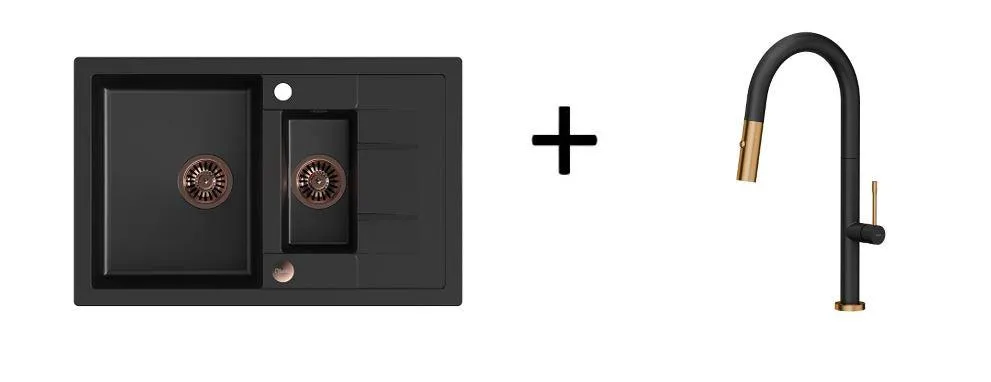 Quadron Morgan 156 Pure Black kitchen sink, Mix and Match