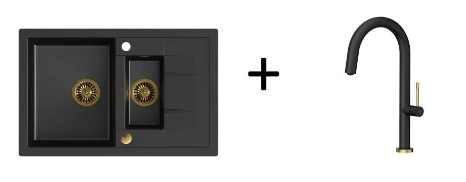 Quadron Morgan 156 Pure Black kitchen sink, Mix and Match