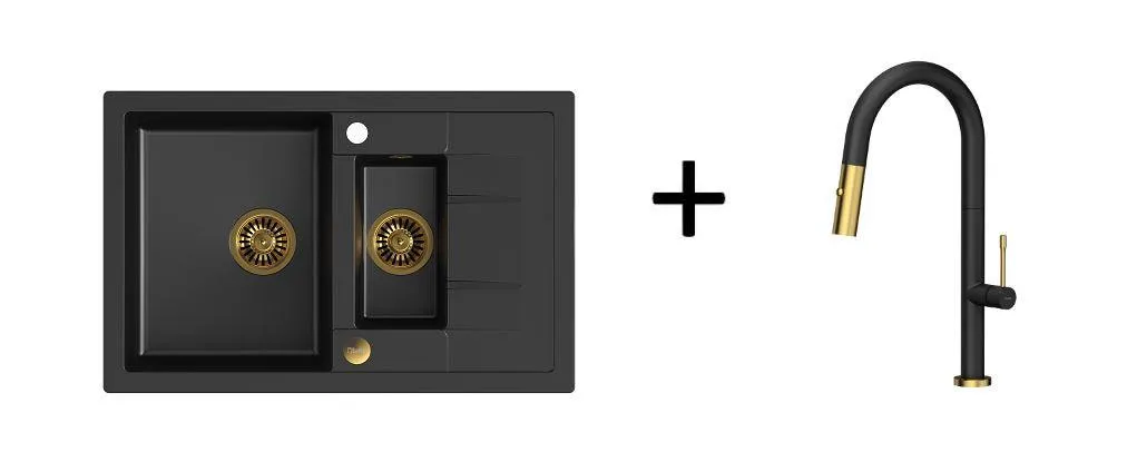 Quadron Morgan 156 Pure Black kitchen sink, Mix and Match