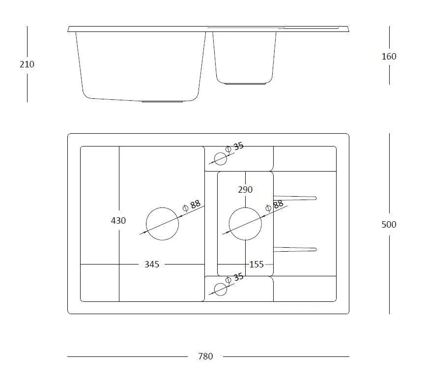 Quadron Morgan 156 Pure Black kitchen sink, Mix and Match