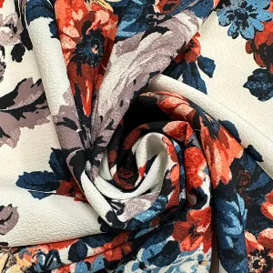 Red Multi Floral Print Poly Georgette Fabric