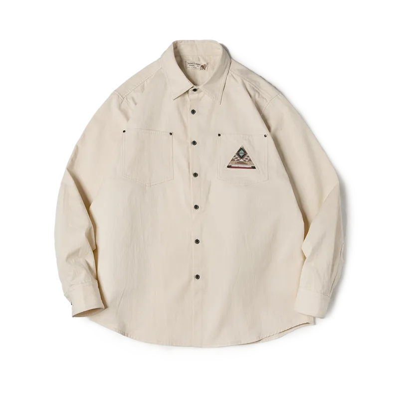 Retro Herringbone Twill White Shirts