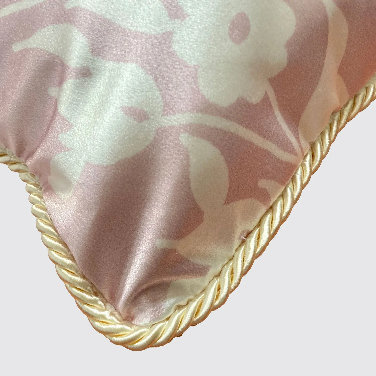 Silk Cushion - Pink With White Foliage