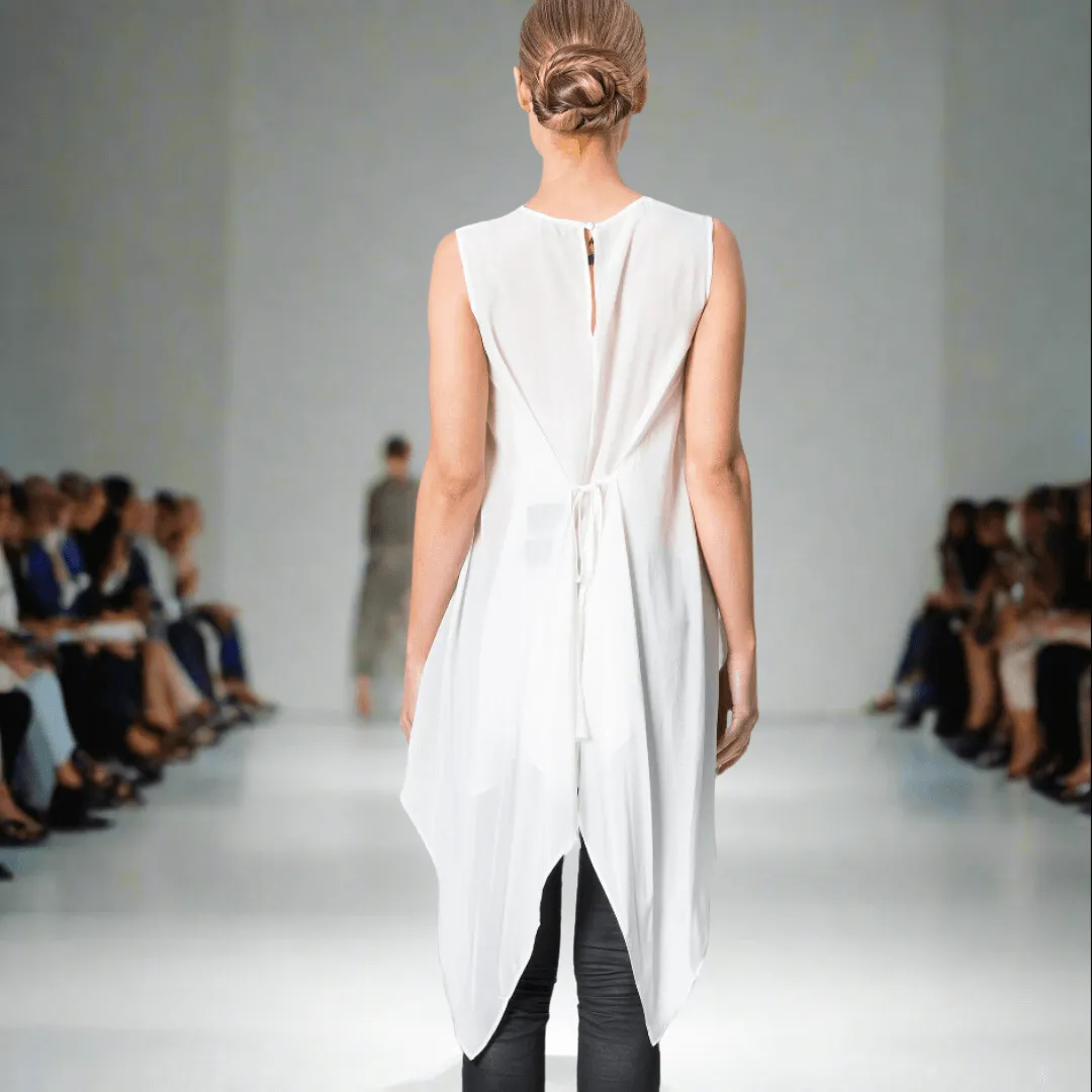 Silk Top With Draping Batwing Sides