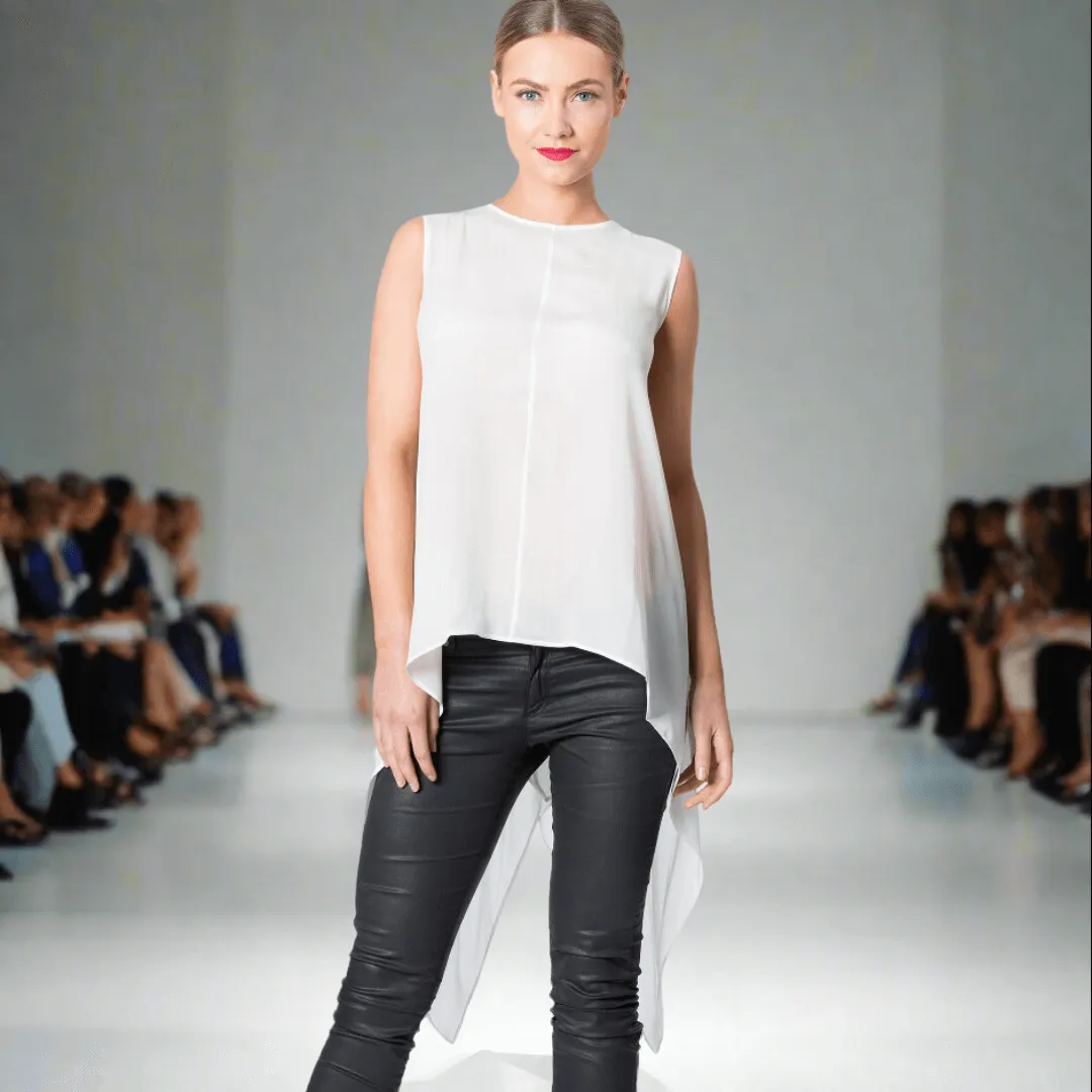 Silk Top With Draping Batwing Sides