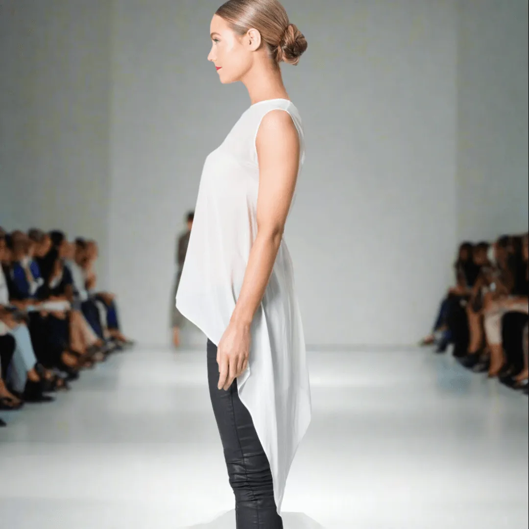 Silk Top With Draping Batwing Sides