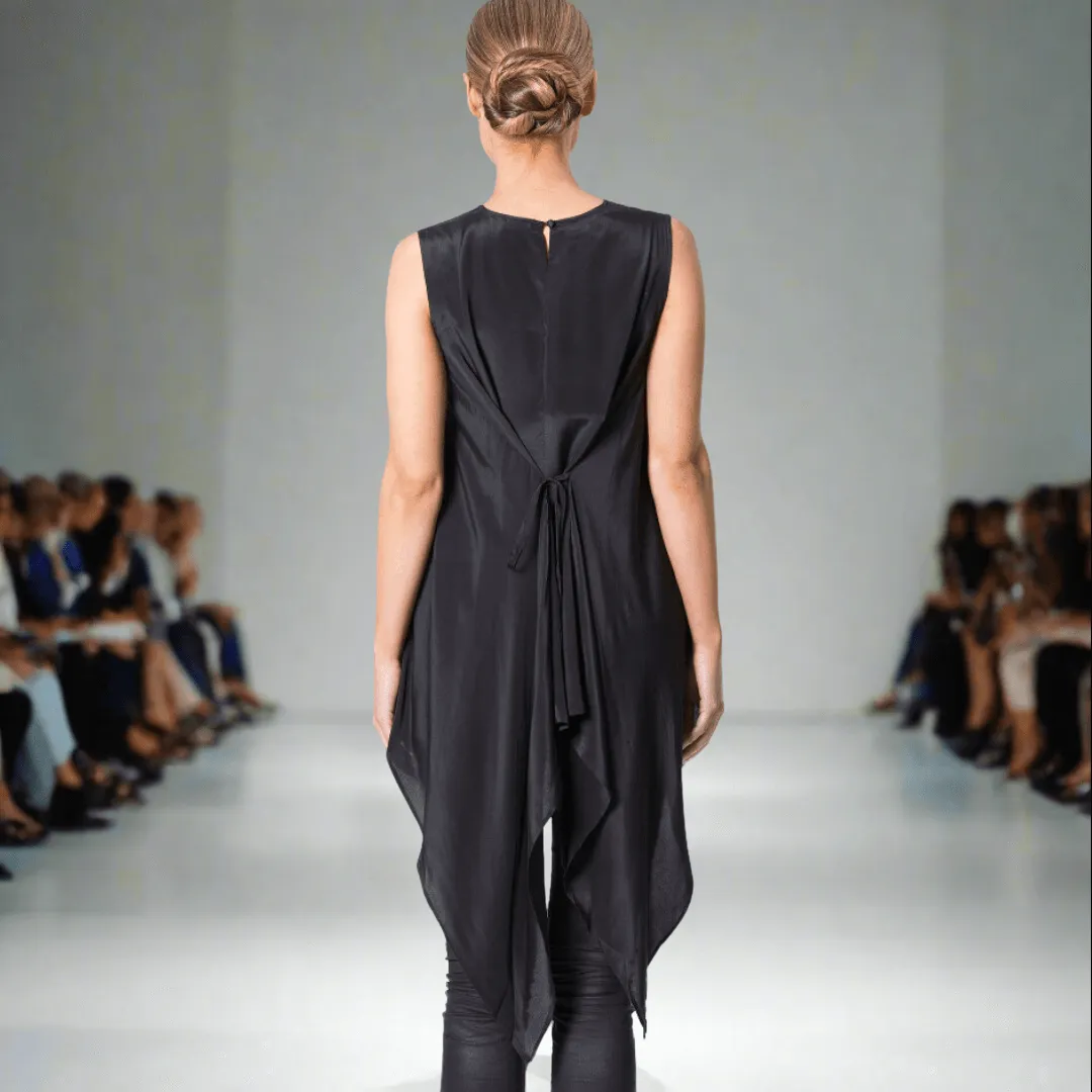 Silk Top With Draping Batwing Sides