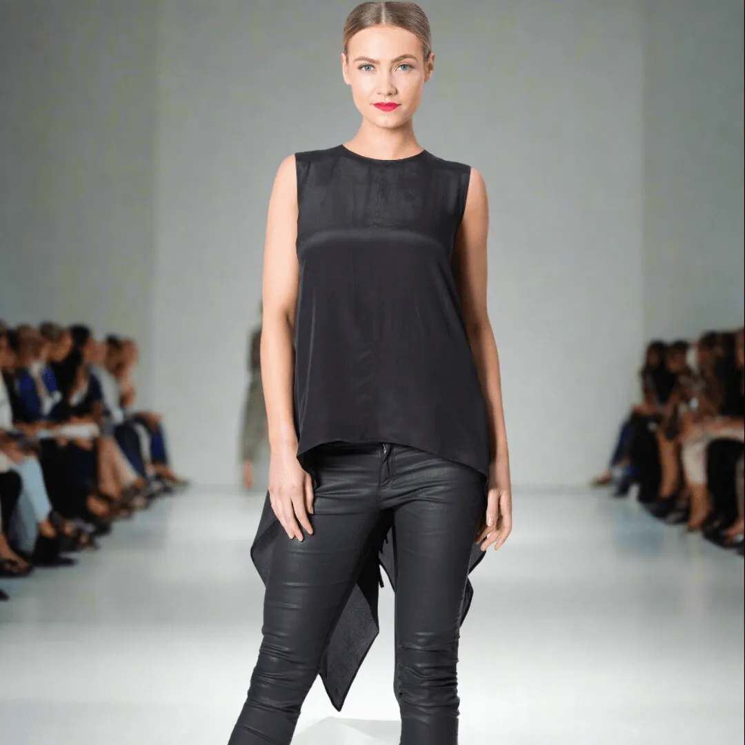 Silk Top With Draping Batwing Sides