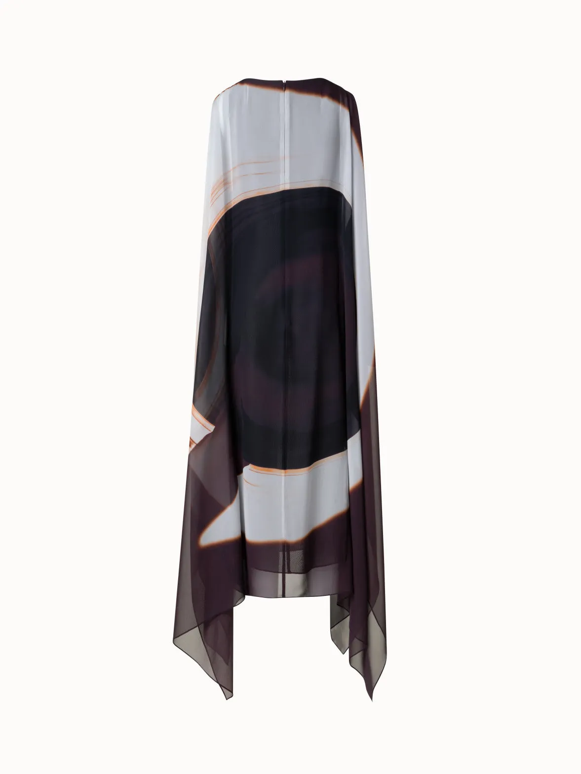 Sleeveless Caftan Dress in Silk Georgette with Mocca Loop Print