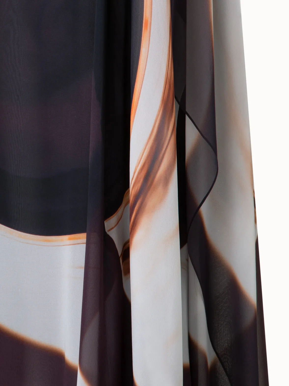 Sleeveless Caftan Dress in Silk Georgette with Mocca Loop Print
