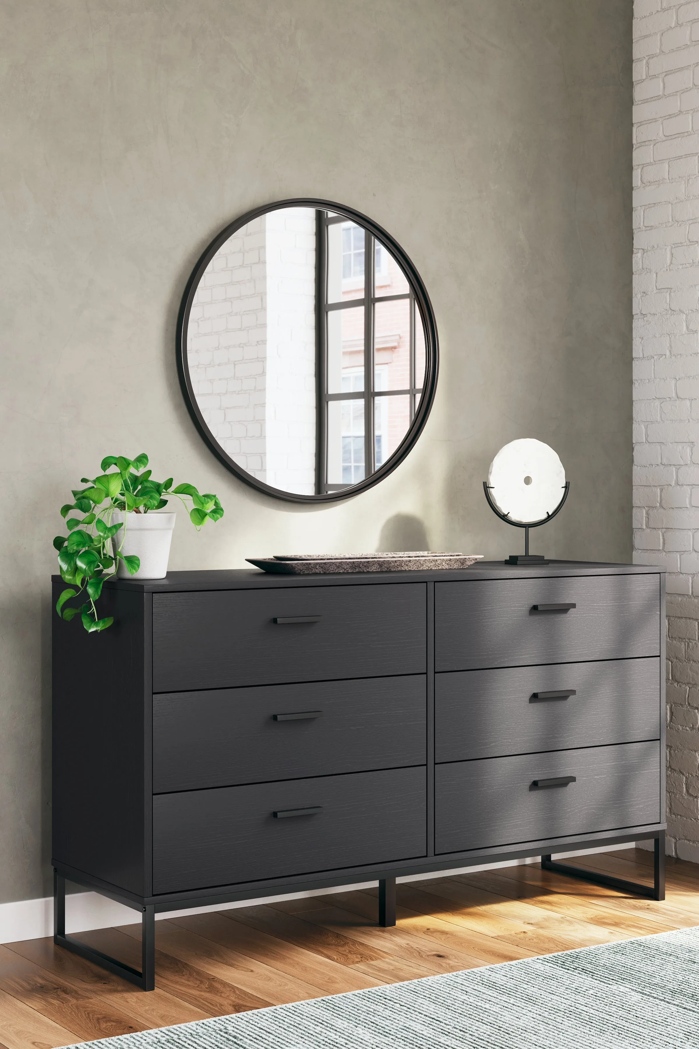 Socalle Full Panel Platform Bed with Dresser in Black