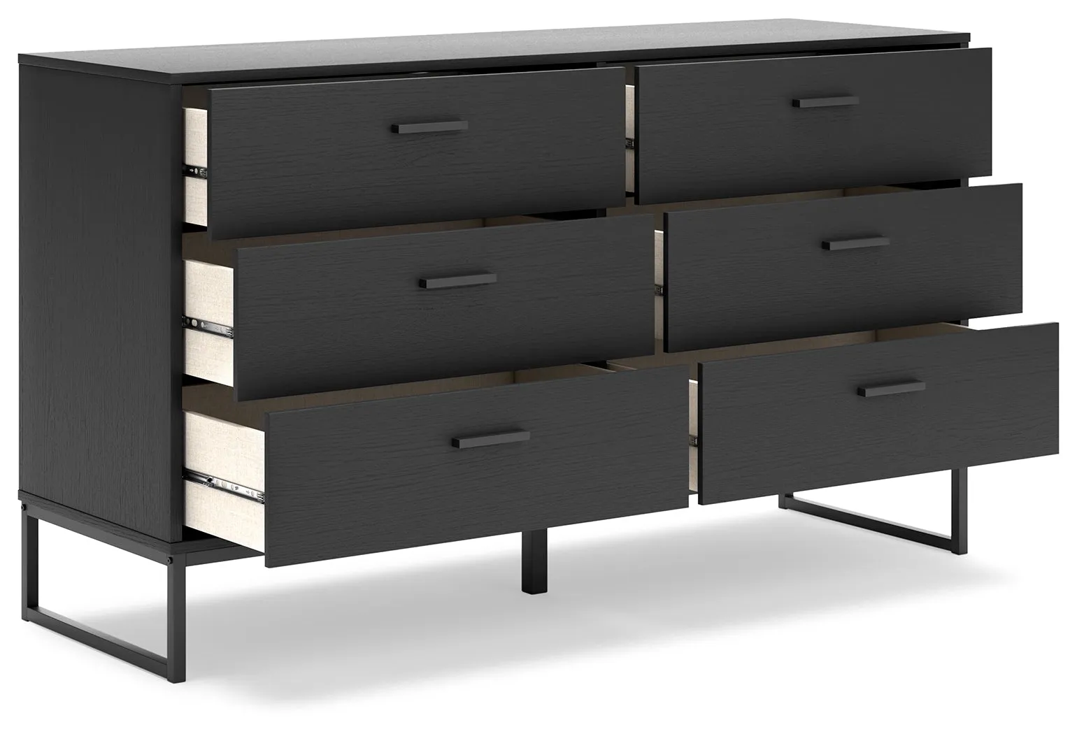 Socalle Full Panel Platform Bed with Dresser in Black