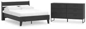 Socalle Full Panel Platform Bed with Dresser in Black