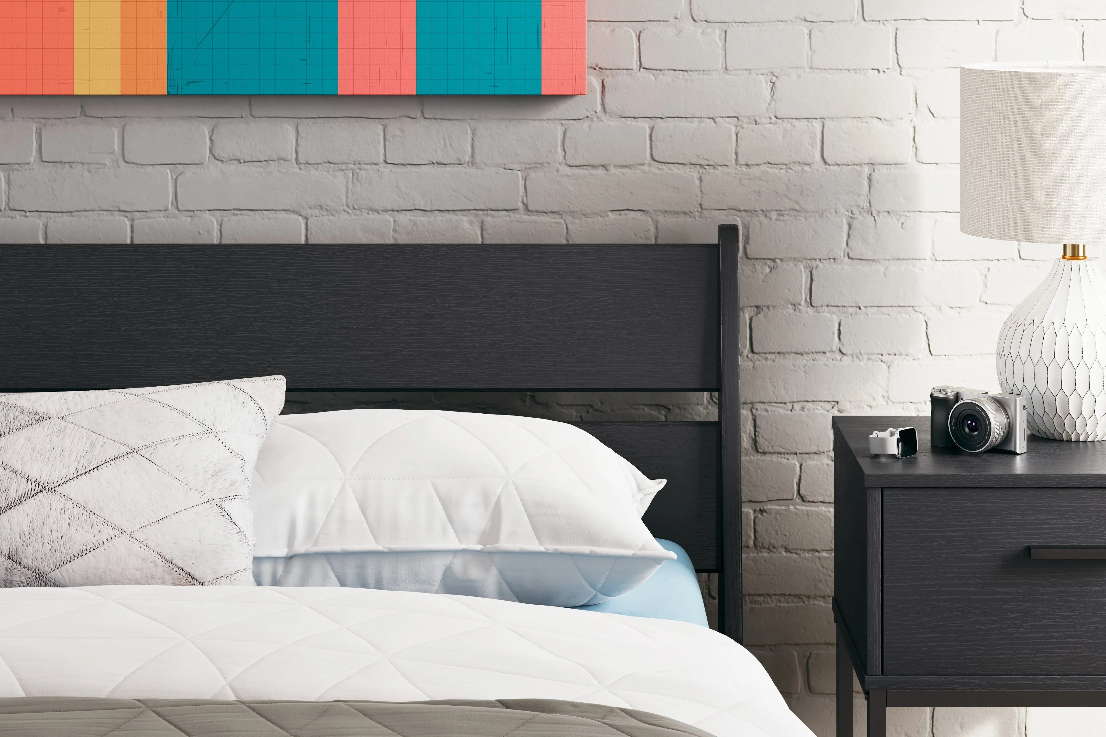 Socalle Full Panel Platform Bed with Dresser in Black