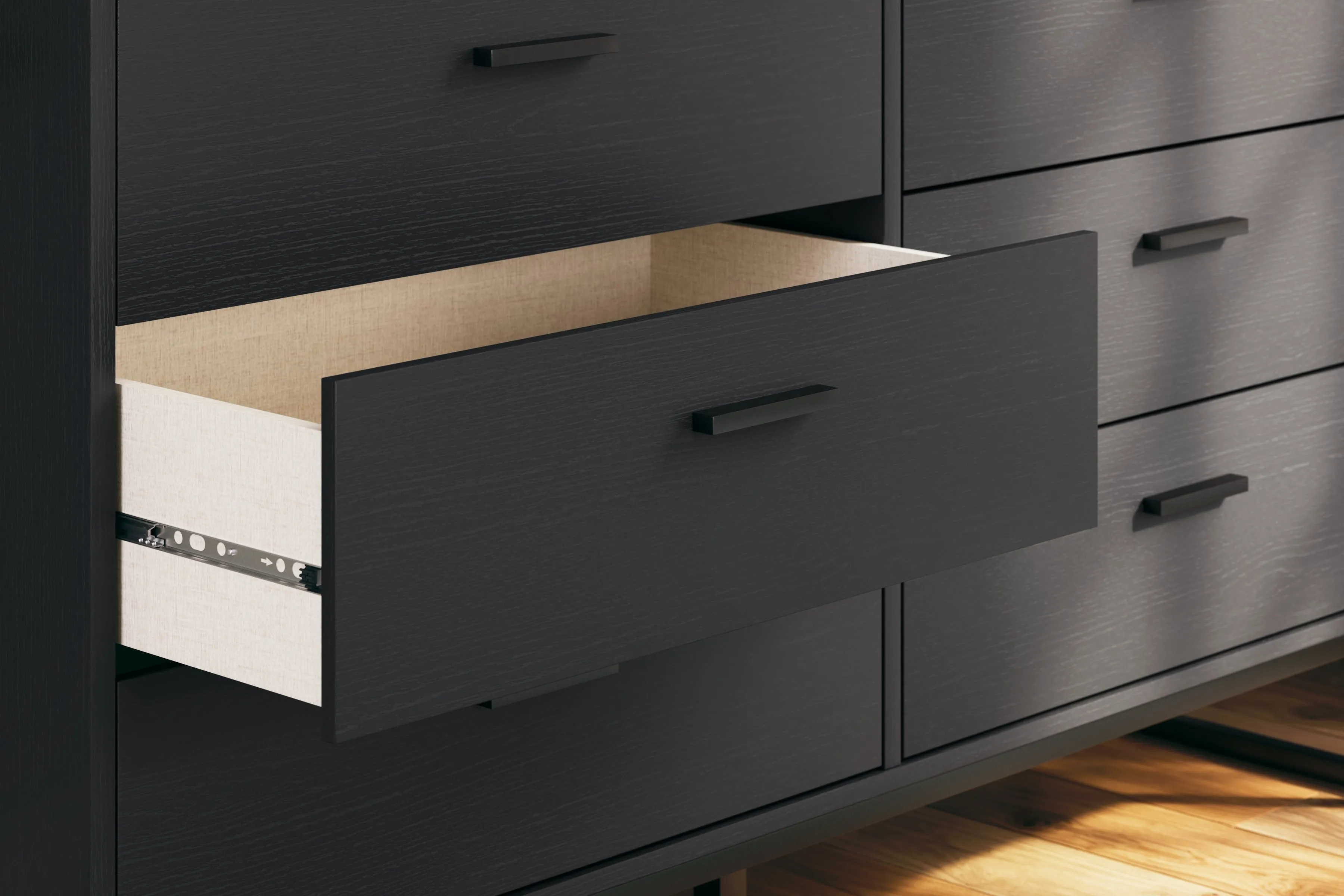 Socalle Full Panel Platform Bed with Dresser in Black