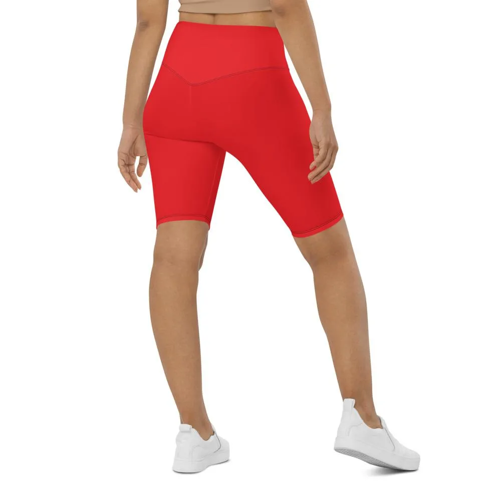 Solid Hot Red Bike Shorts