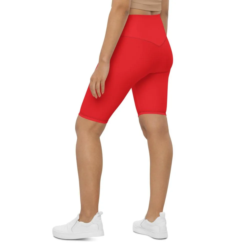 Solid Hot Red Bike Shorts