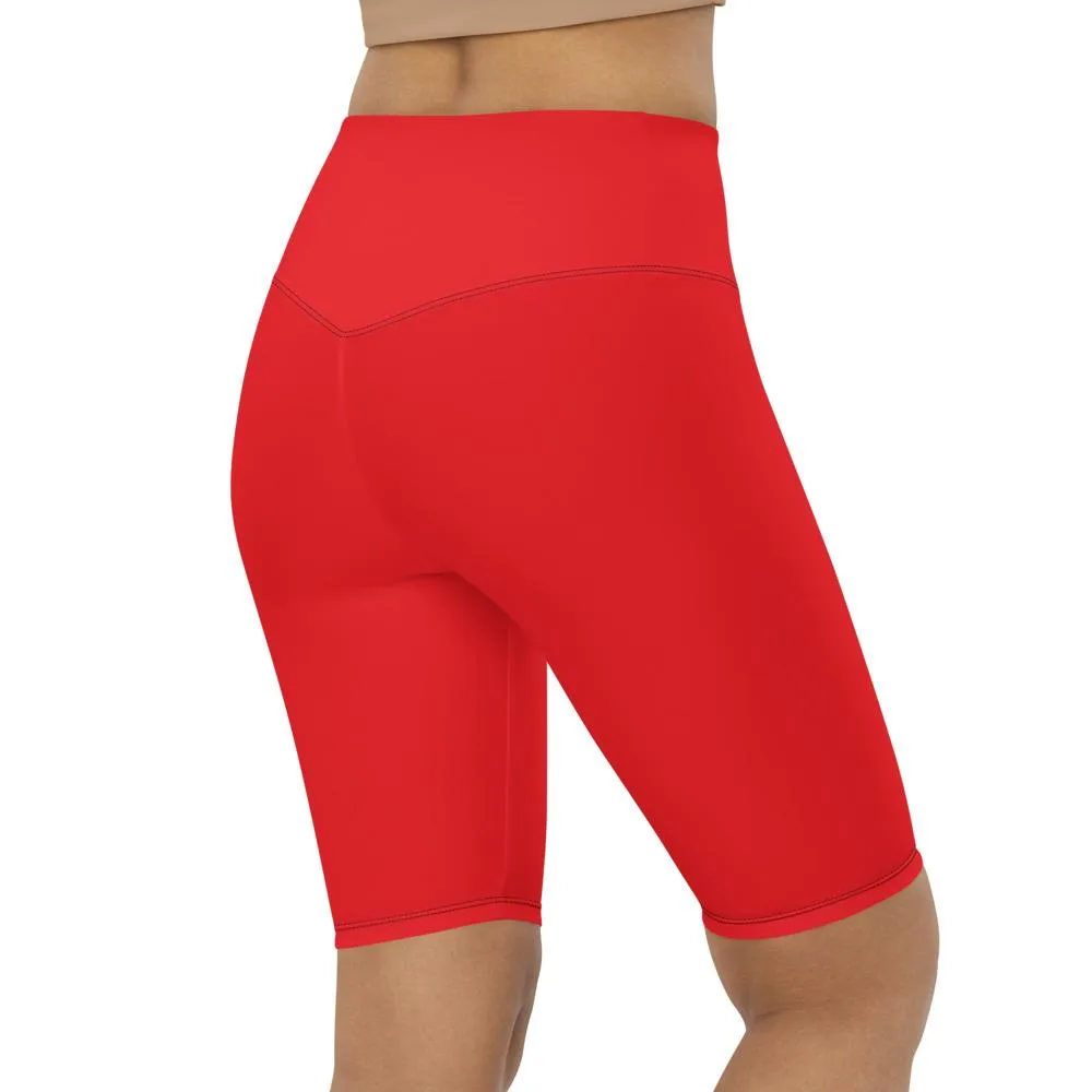 Solid Hot Red Bike Shorts