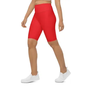 Solid Hot Red Bike Shorts