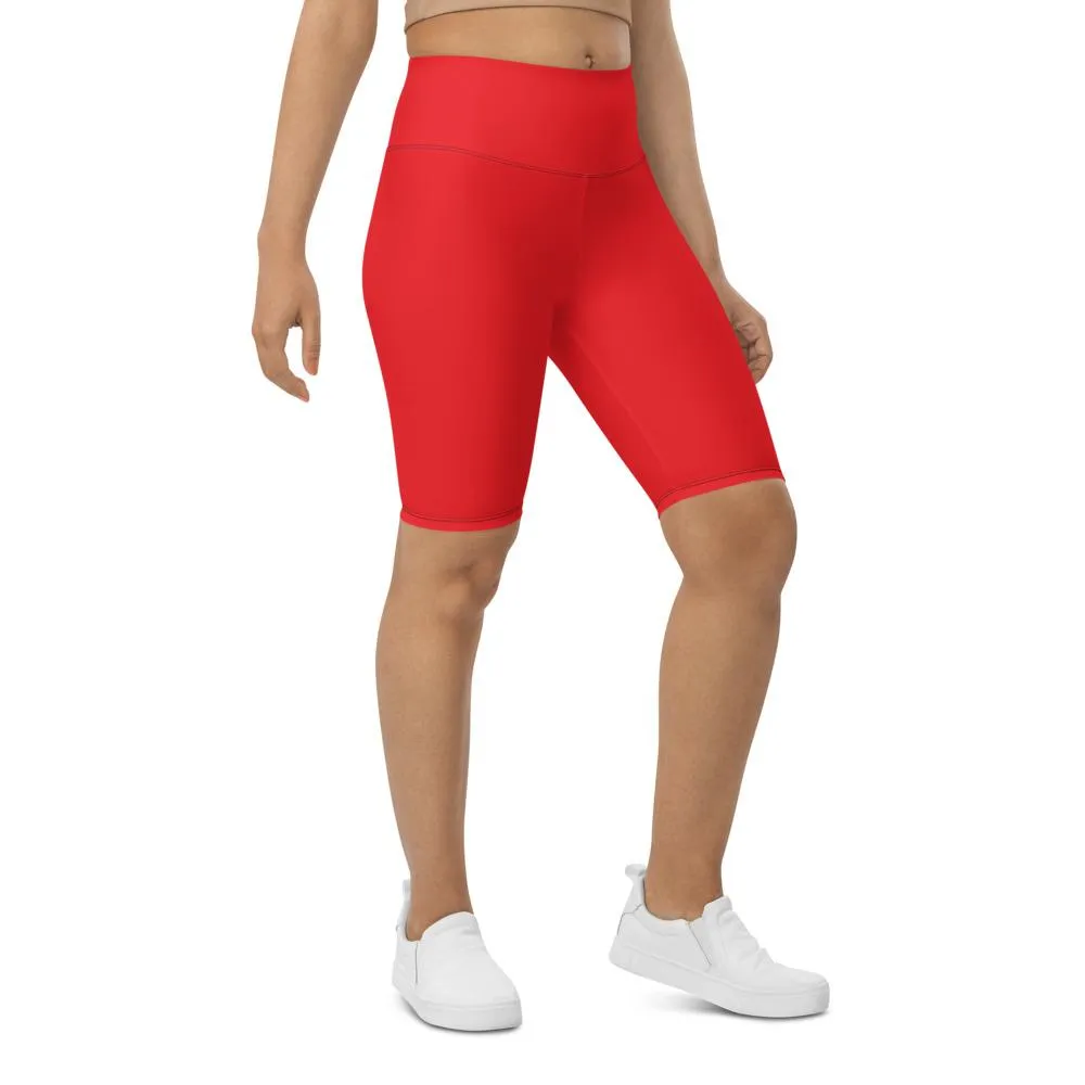 Solid Hot Red Bike Shorts