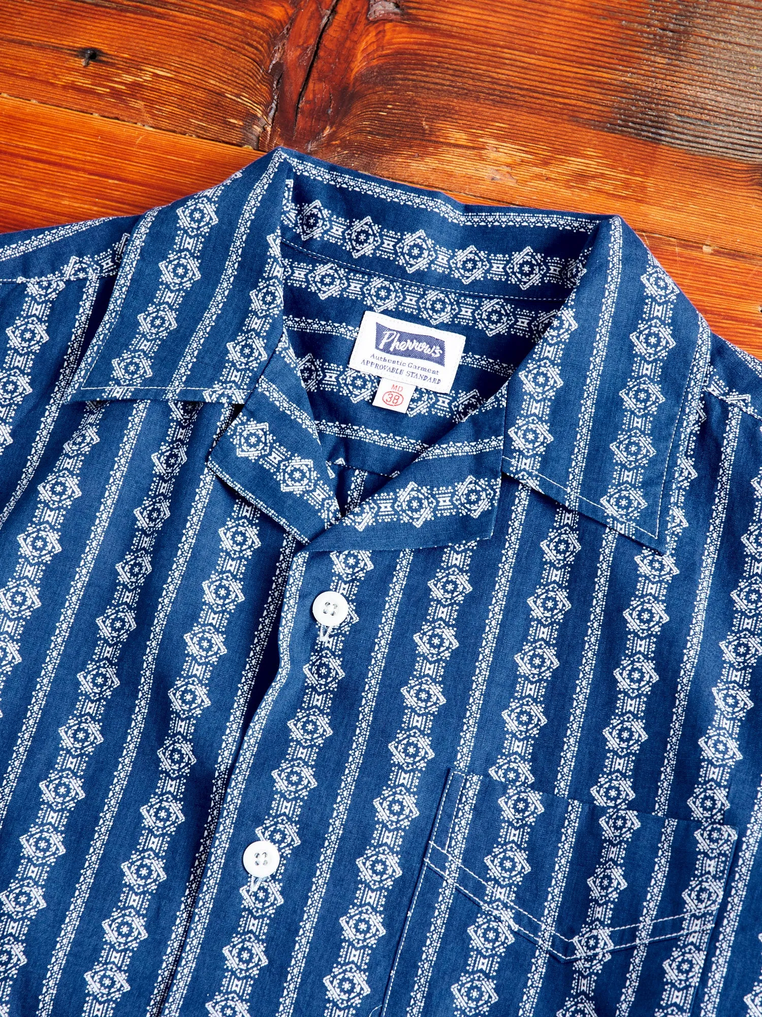 Stripe Print Hawaiian Shirt in Indigo